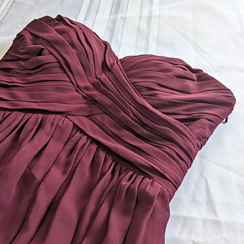 BILL LEVKOFF 778 Wine Strapless Sweetheart Bridesmaid Dress Size 6